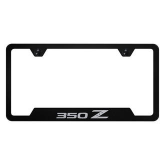 Autogold® - Black License Plate Frame with Laser Etched 350Z Logo and Cut-Out