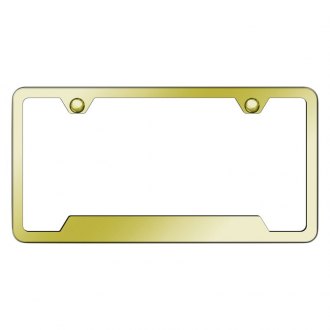 Autogold® - Slimline Plain 2-Hole Gold License Plate Frame with Cut-Out