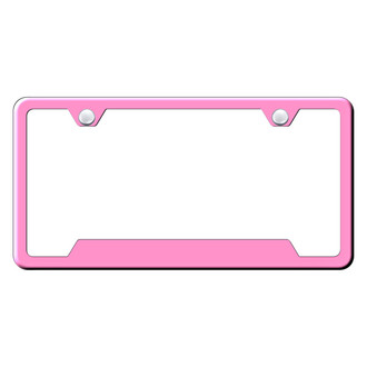 Autogold® - Slimline Plain 2-Hole Pink License Plate Frame with Cut-Out