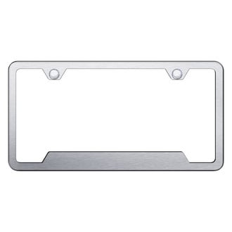 Autogold® - Slimline Plain 2-Hole Brushed License Plate Frame with Cut-Out