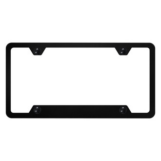Autogold® - 4-Hole Bottom Black License Plate Frame with Cut-Out
