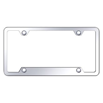 Autogold® - 4-Hole Bottom Chrome License Plate Frame with Cut-Out