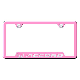 Autogold® - Pink License Plate Frame with Laser Etched Accord Logo and Cut-Out