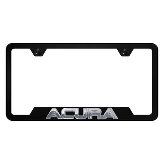 Autogold® - Black License Plate Frame with 3D Chrome Acura Logo and Cut-Out
