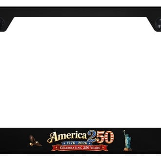 Autogold® - UV Printed Black License Plate Frame with America 250th Logo and Cut-Out