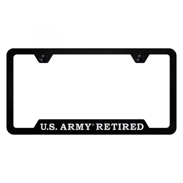 Autogold® - License Plate Frame with Laser Etched U.S. Army Retired Logo and Cut-Out