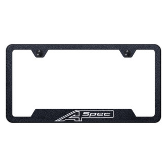 Autogold® - Rugged Black License Plate Frame with Laser Etched A Spec Logo and Cut-Out