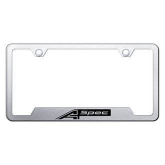 Autogold® - Brushed License Plate Frame with Laser Etched A Spec Logo and Cut-Out