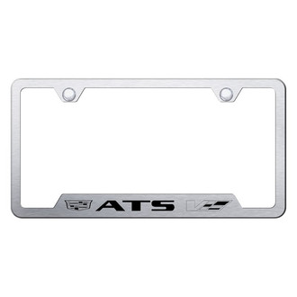 Autogold® - Brushed License Plate Frame with Laser Etched ATS-V New Logo and Cut-Out