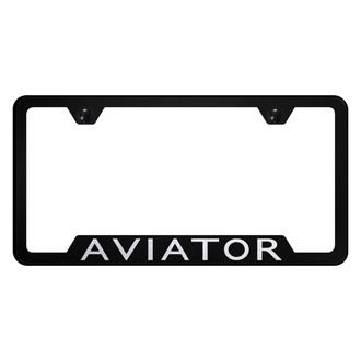 Autogold® - Black License Plate Frame with Laser Etched Aviator Logo and Cut-Out