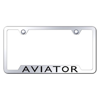 Autogold® - Chrome License Plate Frame with Laser Etched Aviator Logo and Cut-Out