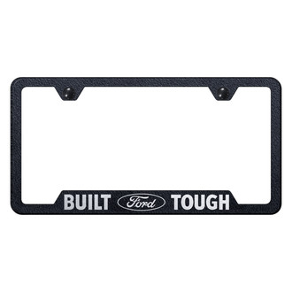Autogold® - Rugged Black License Plate Frame with Laser Etched Built Ford Tough Logo and Cut-Out