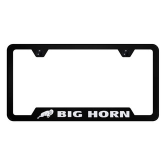 Autogold® - Black License Plate Frame with Laser Etched Big Horn Logo and Cut-Out