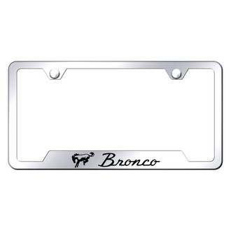 Autogold® - Chrome License Plate Frame with Laser Etched Bronco Logo and Cut-Out