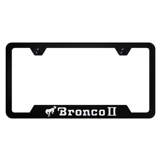 Autogold® - Black License Plate Frame with Laser Etched Bronco II Logo and Cut-Out