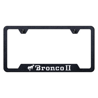 Autogold® - Rugged Black License Plate Frame with Laser Etched Bronco II Logo and Cut-Out