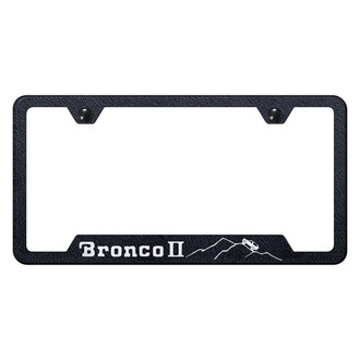 Autogold® - Rugged Black License Plate Frame with Laser Etched Bronco II Mountain Logo and Cut-Out