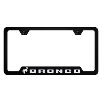Autogold® - Black License Plate Frame with Laser Etched Bronco 2020 Logo and Cut-Out
