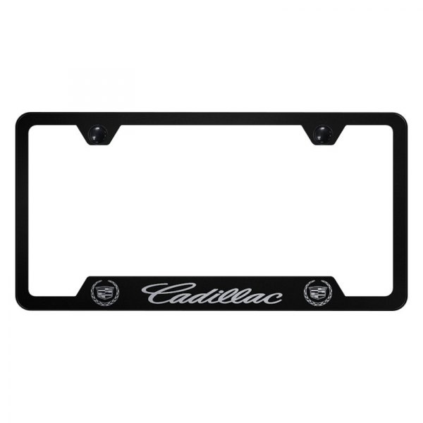 Autogold® - License Plate Frame with Laser Etched Cadillac Logo and Emblem and Cut-Out
