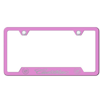 Autogold® - Pink License Plate Frame with Laser Etched Cadillac Logo and Emblem and Cut-Out