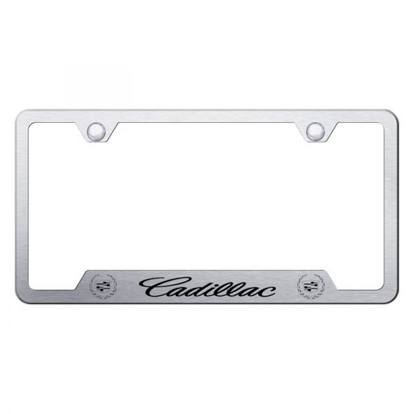 Autogold® - License Plate Frame with Laser Etched Cadillac Logo and Emblem and Cut-Out