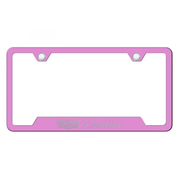 Autogold® - License Plate Frame with Laser Etched Cadillac New Logo and Emblem and Cut-Out