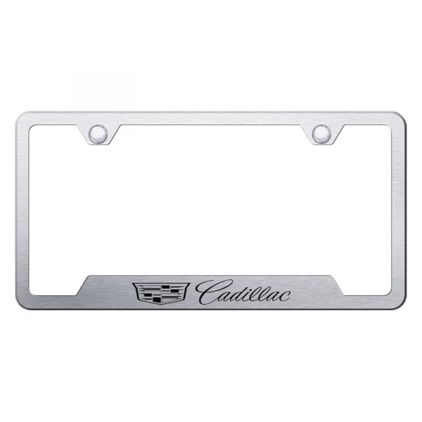 Autogold® - License Plate Frame with Laser Etched Cadillac New Logo and Emblem and Cut-Out