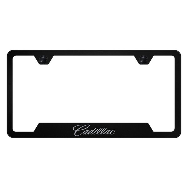 Autogold® - License Plate Frame with Laser Etched Cadillac New Logo and Cut-Out
