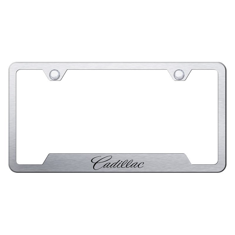 Autogold Gf Cadn Es Brushed License Plate Frame With Laser Etched Cadillac New Logo And Cut Out