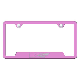 Autogold® - Pink License Plate Frame with Laser Etched Cadillac V Logo and Cut-Out
