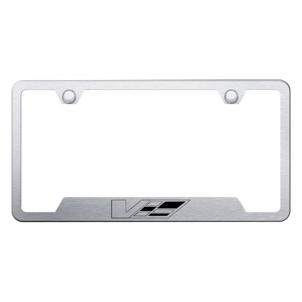 Autogold® - License Plate Frame with Laser Etched Cadillac V Logo and Cut-Out