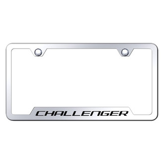 Autogold® - Chrome License Plate Frame with Laser Etched Challenger Logo and Cut-Out