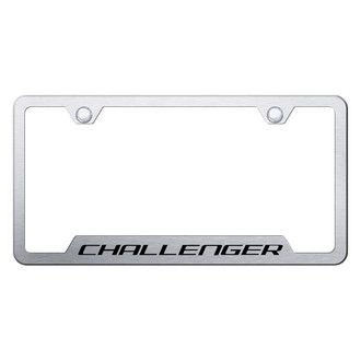 Autogold® - Brushed License Plate Frame with Laser Etched Challenger Logo and Cut-Out