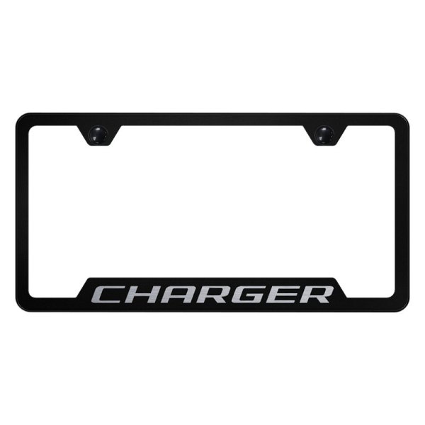 Autogold® - License Plate Frame with Laser Etched Charger Logo and Cut-Out