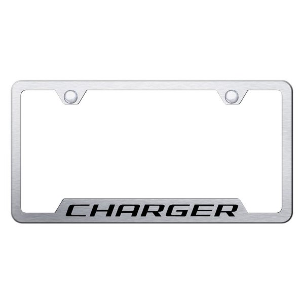 Autogold® - License Plate Frame with Laser Etched Charger Logo and Cut-Out