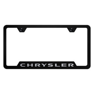 Autogold® - Black License Plate Frame with Laser Etched Chrysler Logo and Cut-Out