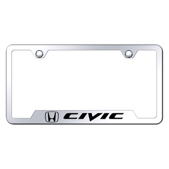 Autogold® - Chrome License Plate Frame with Laser Etched Civic Logo and Cut-Out