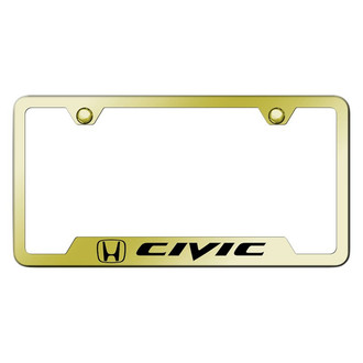 Autogold® - Gold License Plate Frame with Laser Etched Civic Logo and Cut-Out