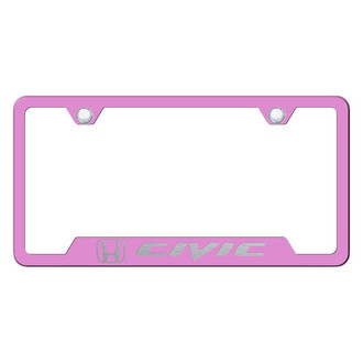 Autogold® - Pink License Plate Frame with Laser Etched Civic Logo and Cut-Out
