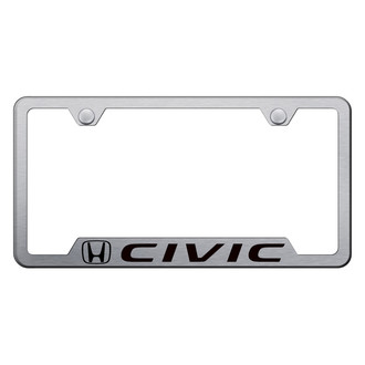 Autogold® - Brushed License Plate Frame with Laser Etched Civic Logo and Cut-Out
