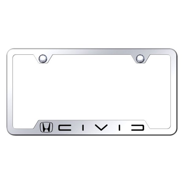 Autogold® - License Plate Frame with Laser Etched Civic Reverse C Logo and Cut-Out