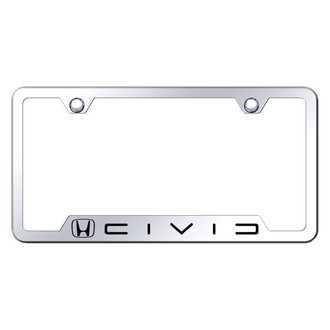 Autogold® - Chrome License Plate Frame with Laser Etched Civic Reverse C Logo and Cut-Out