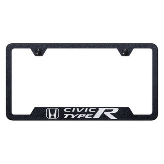 Autogold® - Rugged Black License Plate Frame with Laser Etched Civic Type R Logo and Cut-Out