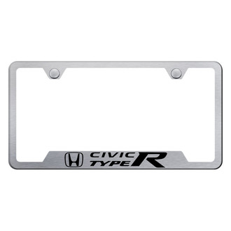 Autogold® - Brushed License Plate Frame with Laser Etched Civic Type R Logo and Cut-Out
