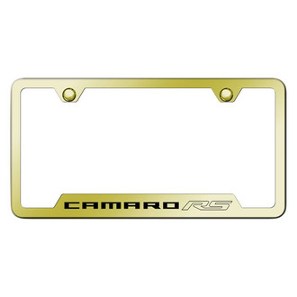 Autogold® - Gold License Plate Frame with Laser Etched Camaro RS Logo and Cut-Out