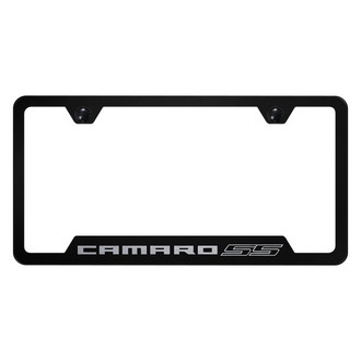 Autogold® - Black License Plate Frame with Laser Etched Camaro SS Logo and Cut-Out