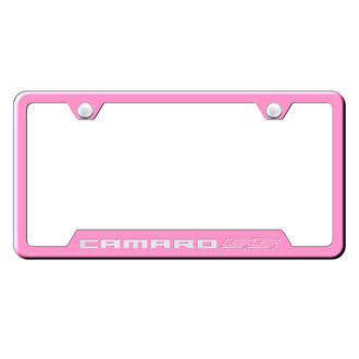 Autogold® - Pink License Plate Frame with Laser Etched Camaro SS Logo and Cut-Out