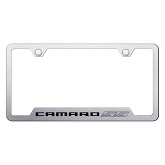 Autogold® - Brushed License Plate Frame with Laser Etched Camaro SS Logo and Cut-Out