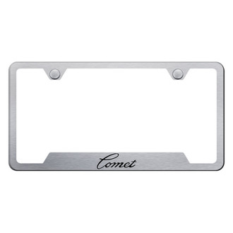 Autogold® - Brushed License Plate Frame with Laser Etched Comet Logo and Cut-Out