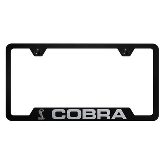 Autogold® - Black License Plate Frame with Laser Etched Cobra Logo and Cut-Out